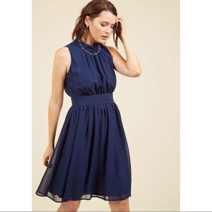 ModCloth Azalea Navy Blue Chiffon Dress